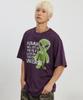 HOODHOOD Alien Slogan Short Sleeve T-Shirt Purple