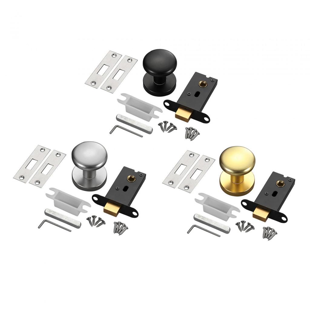 Passage Door Knob Single Side Zinc Alloy Hidden Lock Hardware Round Doorknob Black