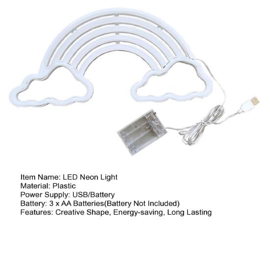 Regenbogen-Neonschild, LED-Licht, USB/batteriebetrieben, blendfrei, Wolke, Regenbogen-LED-Neonlicht, Wandkunst-Dekoration