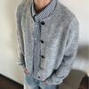 Men'S Solid Color Crew Neck Knit Sweater, Loose For Men In Spring And Autumn, Layered Sweater Cardigan