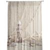 Fishing Net Starfish Lighthouse Beach Wooden Tulle Sheer Window Curtains for Living Room Bedroom Voile Organza Curtains Drapes