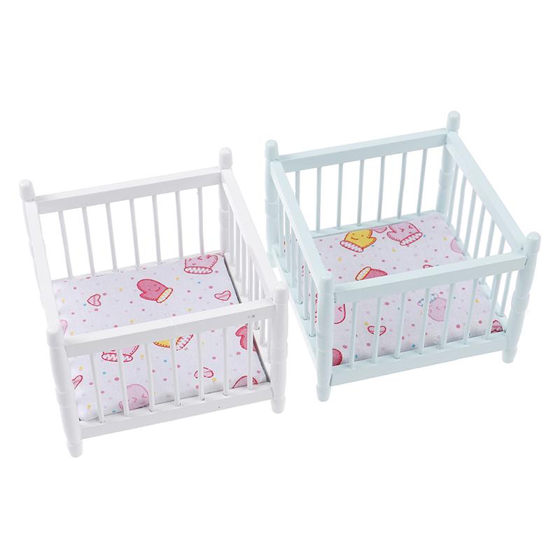 1:12 Dollhouse Miniature Baby Bed Wooden Cradle Nursery Room Furniture Model