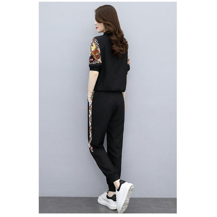 Elegant Slim Fit Summer Outfit Ice Silk Sportswear Set Casual Two Piece for Women