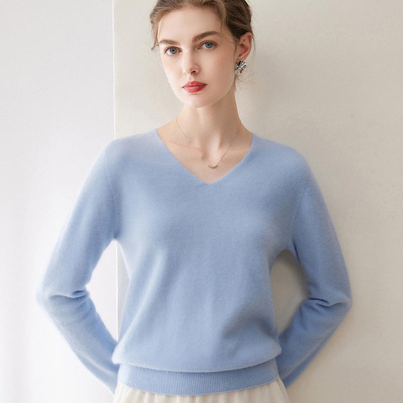 2026 New Autumn Winter Women's Pure Cashmere V-neck Sweater - Loose, Versatile Knitwear