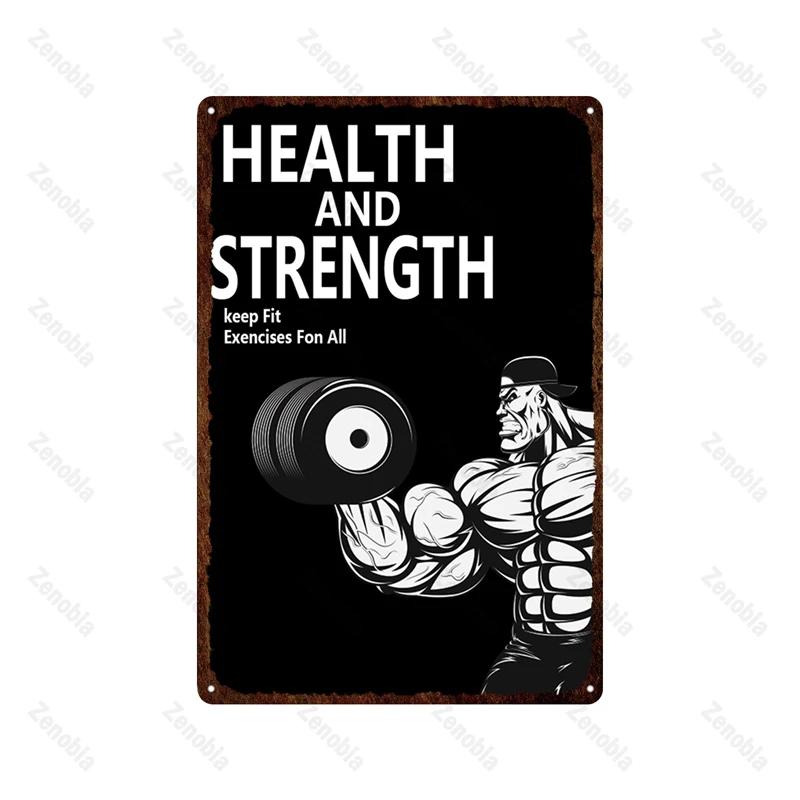 Trening Mięśni Fitness Metalowy Znak Podnoszenie Ciężarów Boks Sport Metalowa Tablica Tabliczki Sztuka Podnoś Ciężkie Blaszane Plakaty Siłownia Bar Wystrój Domu