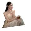 Seaside Vacation Beautiful Mesh Suspender Fake Two-piece Ink Printing Dress Streamer Temperament Loose Big Swing Dress