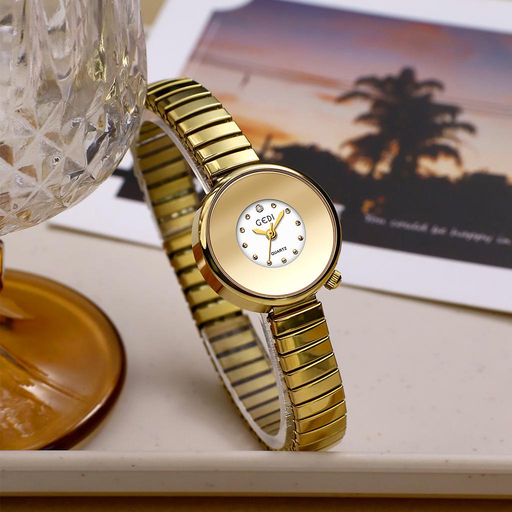Sky Mirror Small Dial Elastic Strap Women'S Watch Niche Premium Small Women'S Quartz Watch