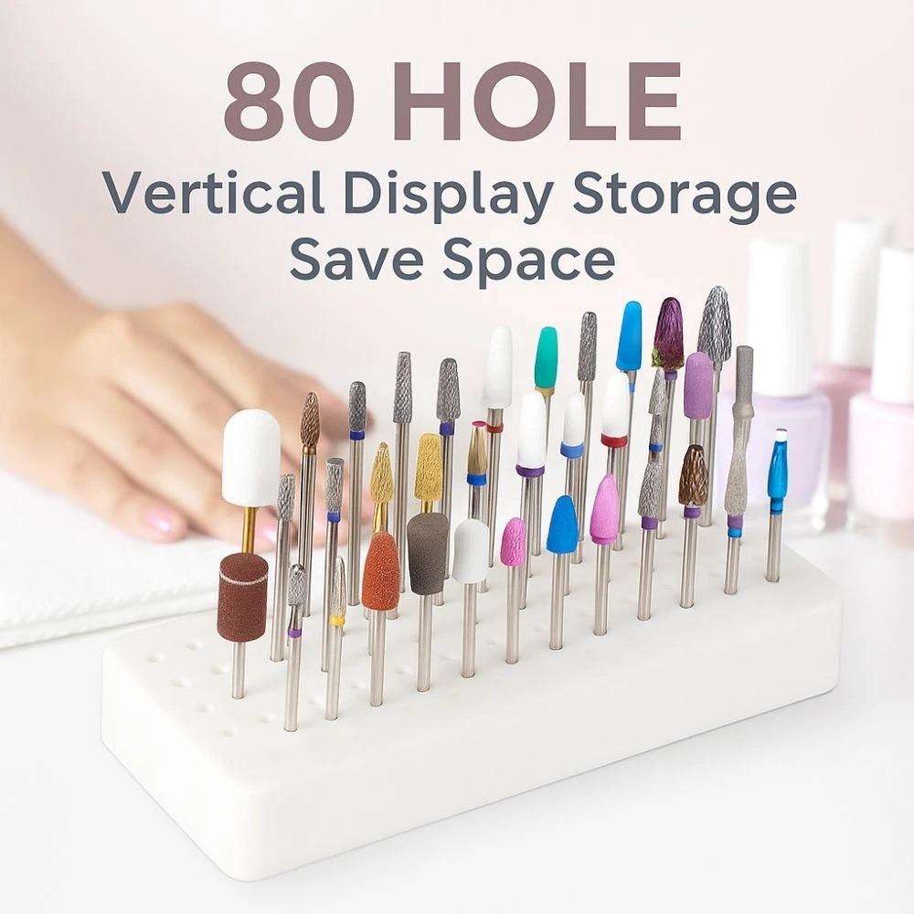 80Holes 12Holes Nail Tools Display Stand Nail Polishing Head Container Box  Nail Technician Tools