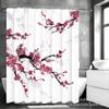 Luxurious HD Plum Blossom Shower Curtain Set - Personalized Design, Four Pieces