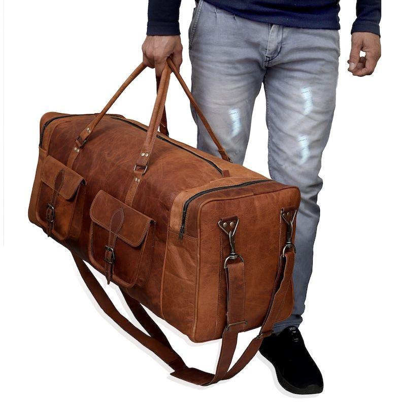 Personalized Leather Travel Bag Leather Weekender, Leather Overnight Bag, Duffel for Men Vacation Duffel Carry On Cabin Holdall Bag