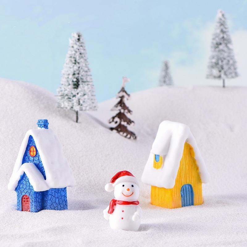 Mini Christmas House Snow View House Fairy Garden Home Houses Decoration Mini Craft Micro Landscaping Christmas Decor