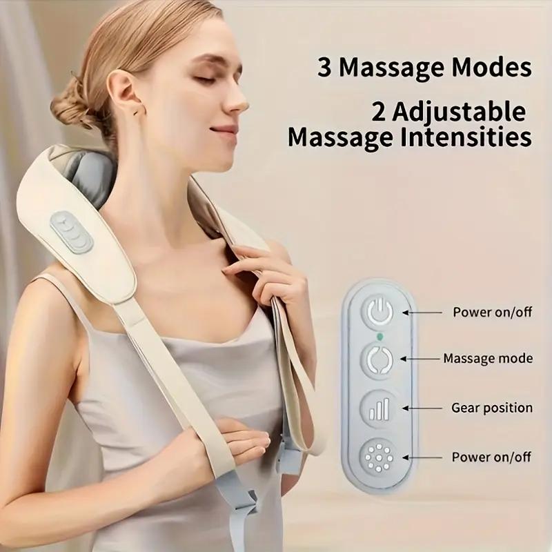 Wireless Portable Neck And Shoulder Massager With Heating Function 5D Kneading USB Rechargeable - Perfect Gift For Parents