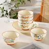 Golden Autumn Osmanthus Artistic Ceramic Rice & Soup Bowl - Japanese Style