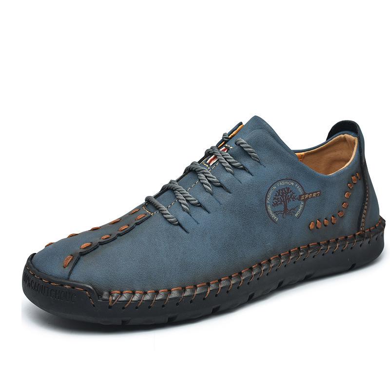 Men's Plus Size Handmade Leather Moccasins - New Spring Fashion Lace-up Casual Shoes