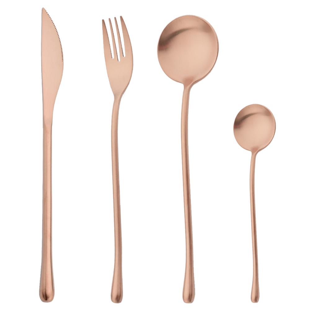 4Pcs White Gold Cutlery 18/10 Stainless Steel Dinnerware Set Spoon Fork Knife Western Home Silverware Tableware Set Supplies