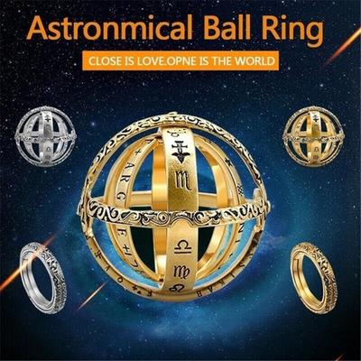 For Women Men Flip Finger Ring Couple Lover Jewelry 2022 New Astronomical Ball Rings Girls  Gifts Complex Rotating Cosmic Vintage Trend  Accessories