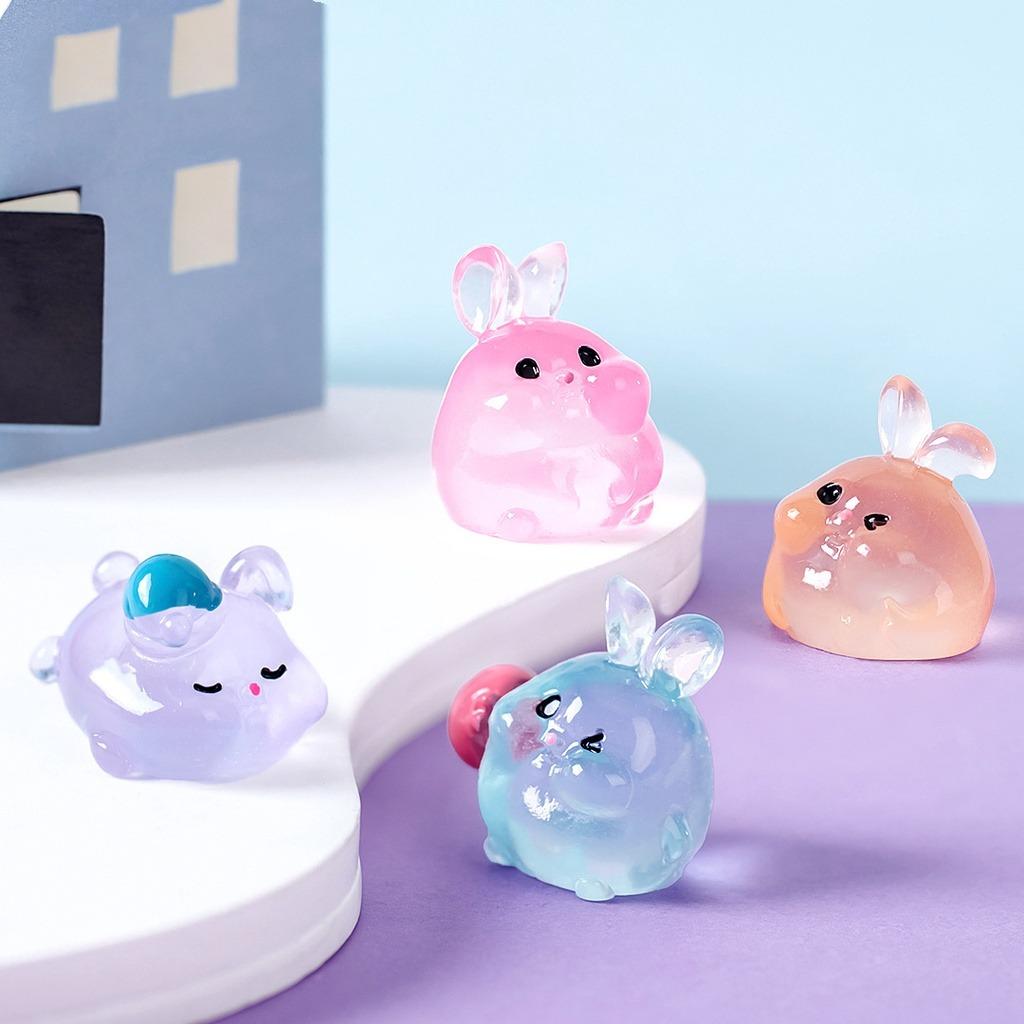 10 шт./лот мультяшные светящиеся кролики животные мини фигурки светящиеся в темноте — фото 4
