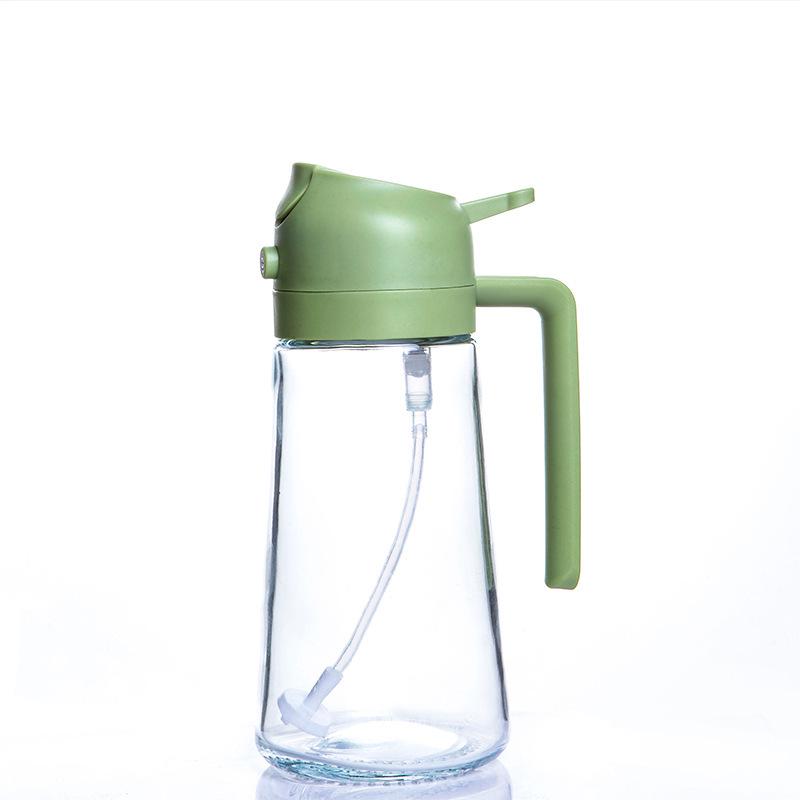 Dual-Use Press-Type Glass Oil Bottle: High-Temperature Resistant, Large Capacity, for Kitchen Spray & Pour