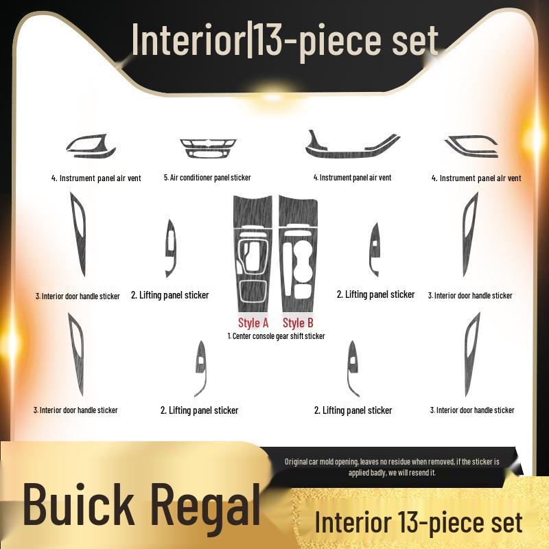 Black Warrior Gebürsteter Autoaufkleber für Buick Regal 17-21: Innenraummodifikation Mittelkonsolen Dekoration