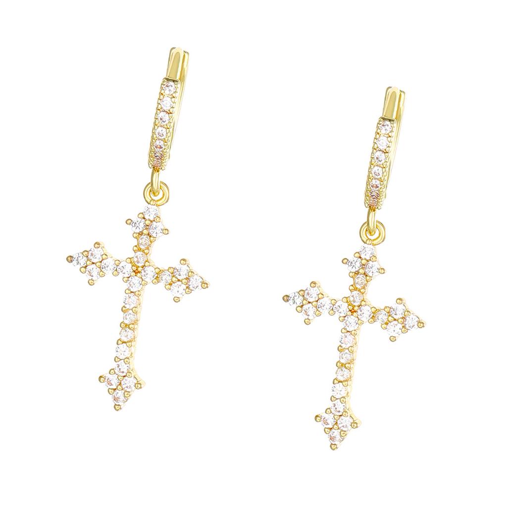 Elegant Crosses Hoop Earrings Elegant Hoop Earrings Accessory With Zircon Crosses Drop for Fashion Enthusiasts