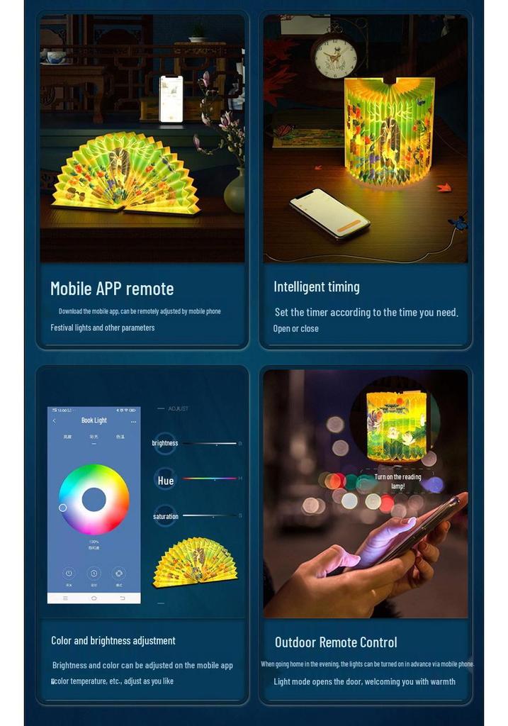 LED Fan Shaped Book Light: Creative Folding Desk Lamp & Night Light Gift