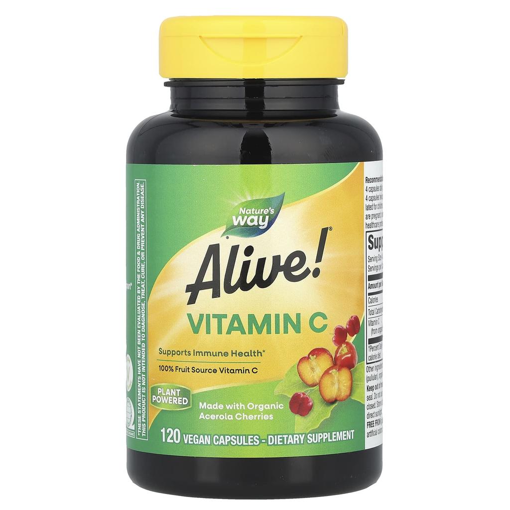 Nature's Way Alive!®, Vitamin C, 500Mg, 120 Veggie Caps (125Mg Per Capsule)