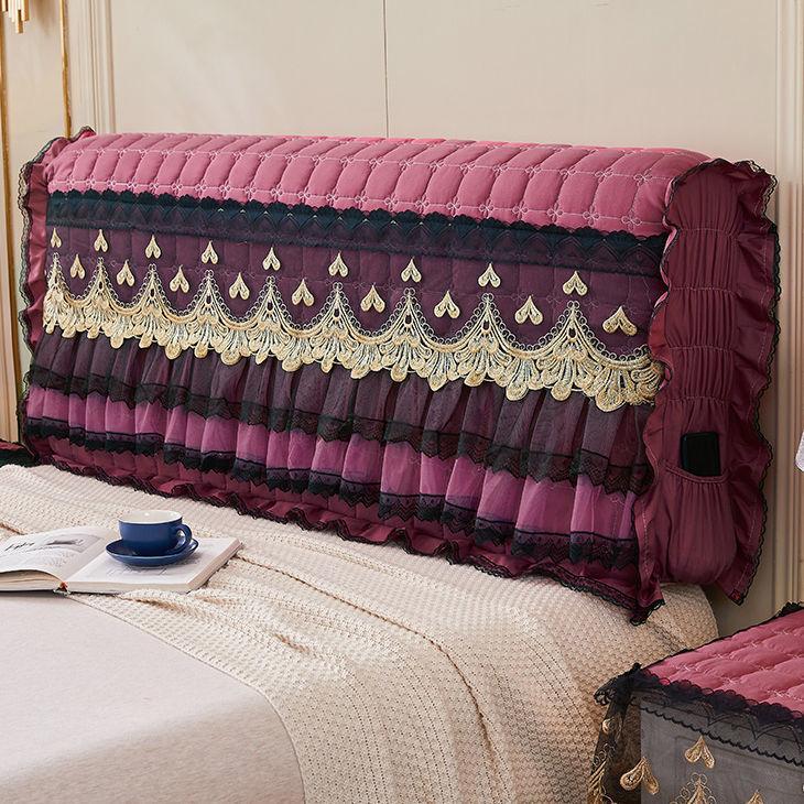 All-inclusive Short Plush Quilted Headboard Cover King Twin Size Lace Bed Head Cover Dustproof Bed Backrest Cover