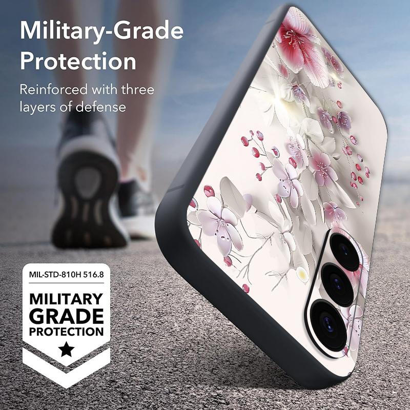 S26 Ultra Case Pink White Flower Pattern Magnetic For Magsafe Soft Silicone Cover For Samsung Galaxy S25 FE S24 Ultra S23 S22 Plus S21