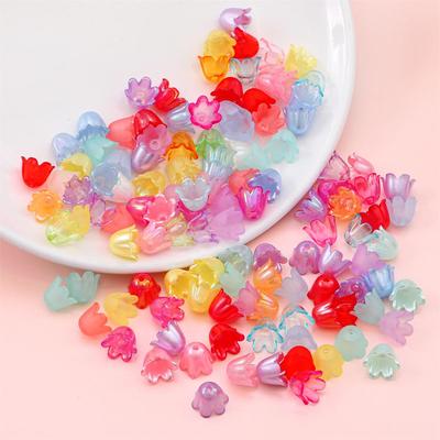 90 Uds. De cuentas acrílicas de orquídeas y campanas, abalorio floral para DIY, collar, pulsera, pendientes, accesorios para manualidades para hacer joyería