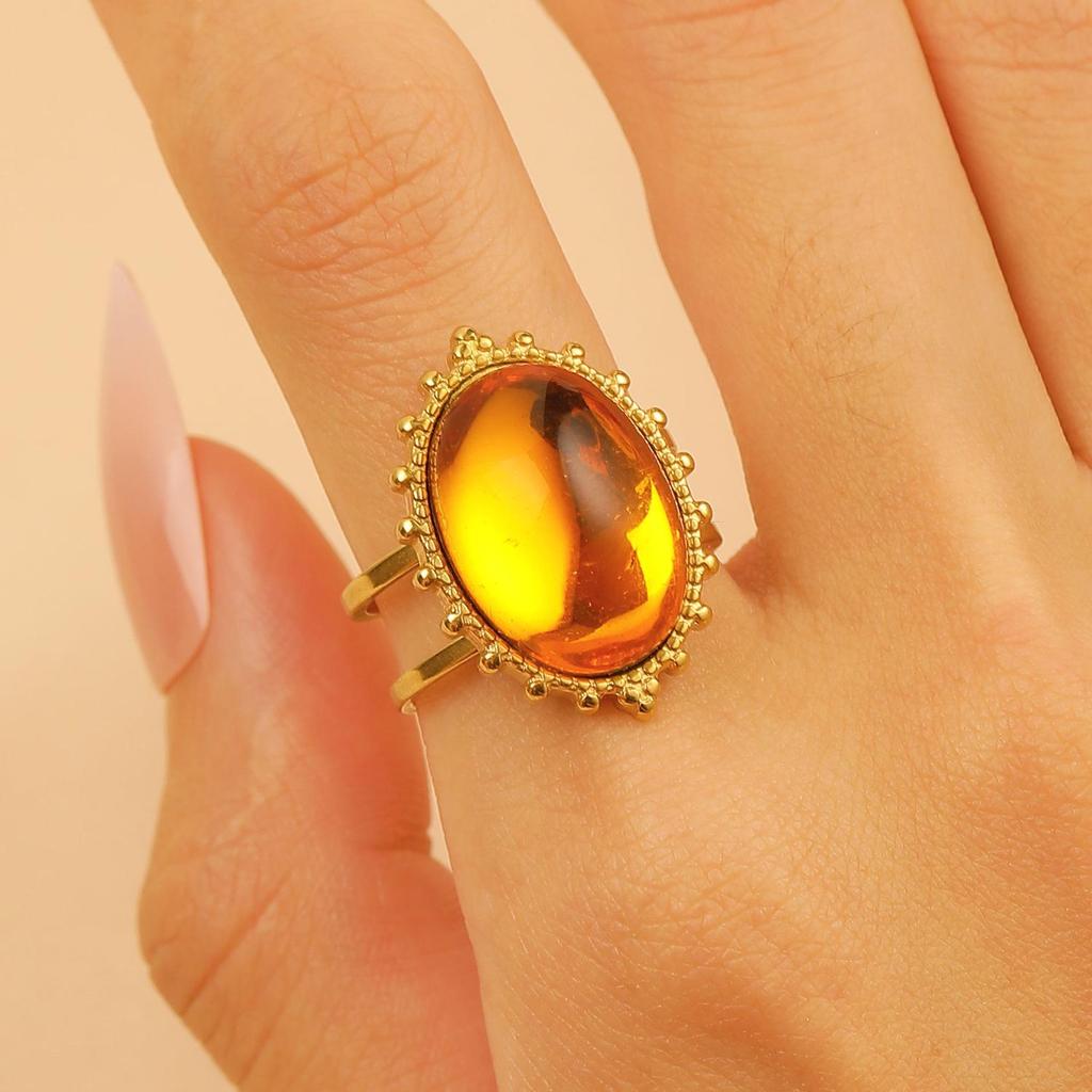 Vintage Turquoise Stainless Steel Open Finger Ring for Women