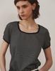 GIEMAR Square Neck Check Tee Red/Black/Blue
