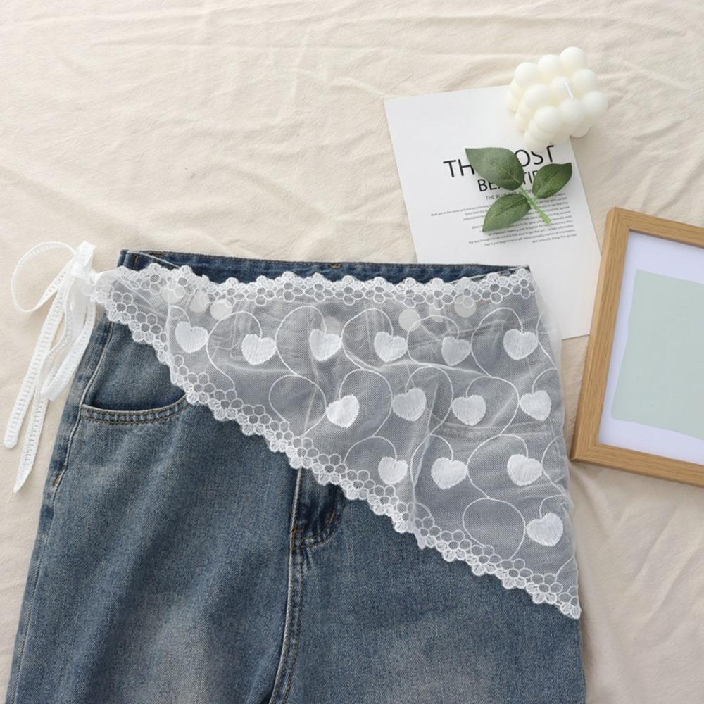 Lace Trim Triangle Short Skirt Soft Lace Butt Curtain Skirt New Waist Scarf For Women