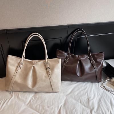 Große Kapazität Falten-Tragetasche Damen Neue Einfache Unterarm-Schultertasche Textur Retro Mode Handtasche