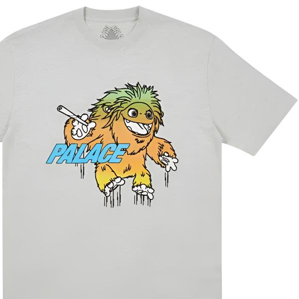 Palace FW21 Large Up T-Shirt Grey Marl Cartoon Print Crew Neck Short Sleeve Unisex T-Shirt PAL-FW21-391