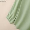 ZANZEA Women Casual V-Neck Solid Color Loose 3/4 Sleeve Blouse