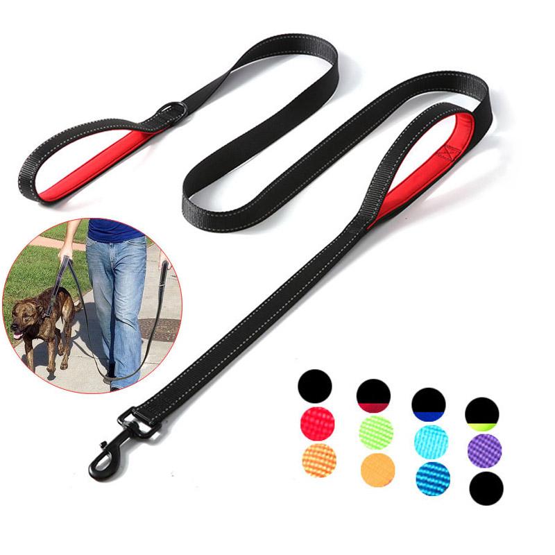 1,2/1,5/1,8m Zweihand-Schwerlast-Doppelgriff-Nylon-Hundeleine Für Training Kontrolle Sicherheitsseil Spaziergang Katzen Hunde Geschirr Leine
