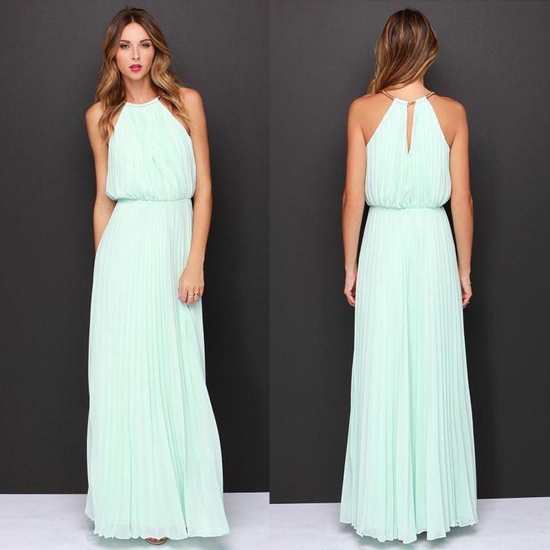 Long Halter Women Maxi Dress Evening Party Gown Wedding Bridesmaid Beach Holiday