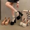 2026 Estate Nuove Scarpe da Matrimonio da Donna in Raso T-Walk Show Tacchi Alti Sandali Capispalla Modello Base Spessa 12cm Casual Adulti