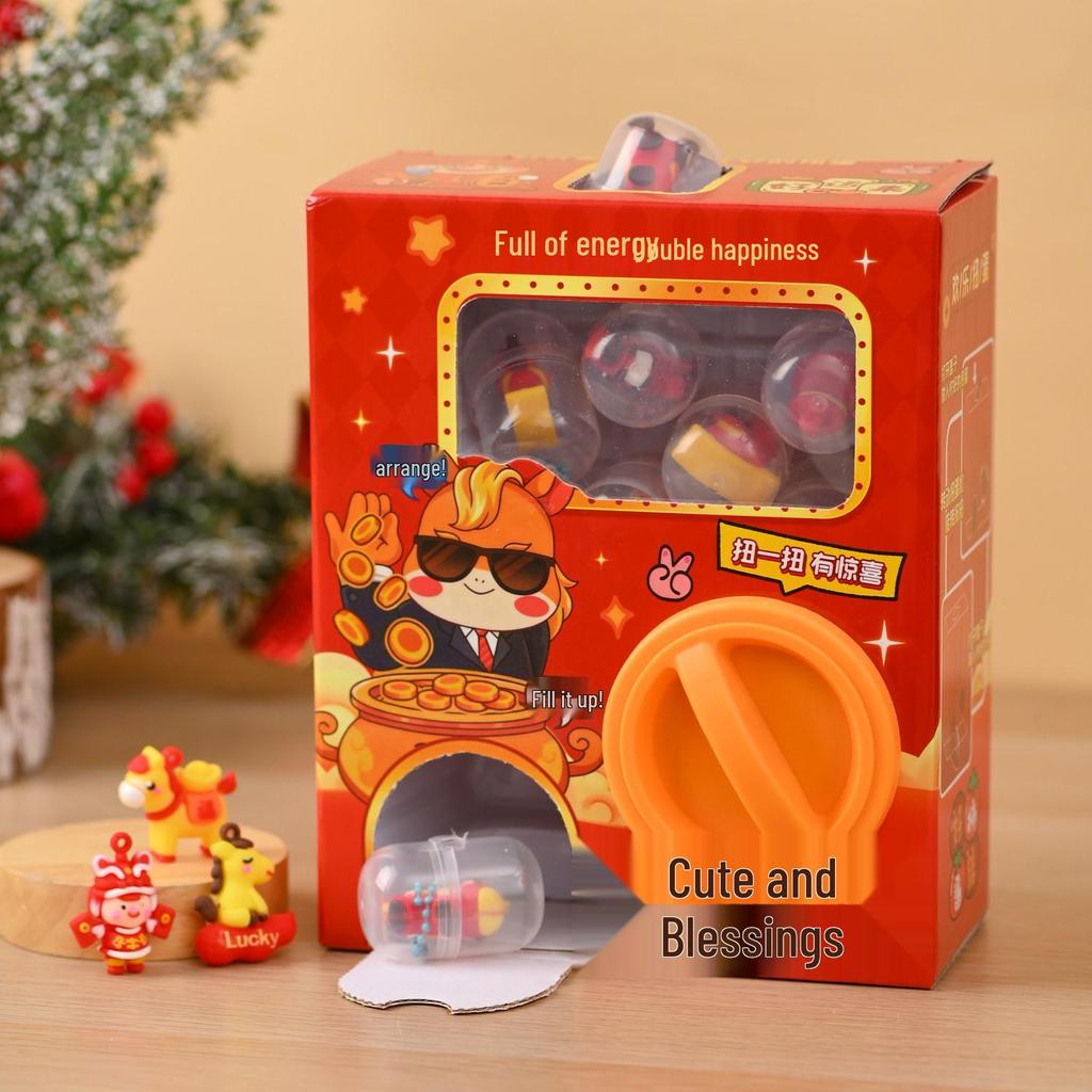 New Year Horse Capsule Toy Keychain - Cartoon Figure Blind Box for Kids' New Year Gift