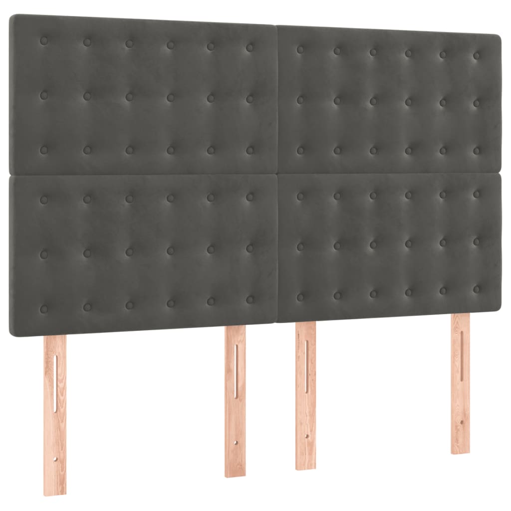 Vidaxl Headboards, 4 Pcs, Dark Grey, 72X5X78/88 Cm, Velvet