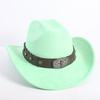 New western cowboy hat men's and women's wide-brimmed top hat bull head rivet belt buckle sun hat