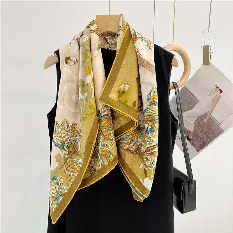 110*110 см двухсторонний шелковый шарф женский щедрый шарф шелковый шарф шаль 110*110cm — фото 6