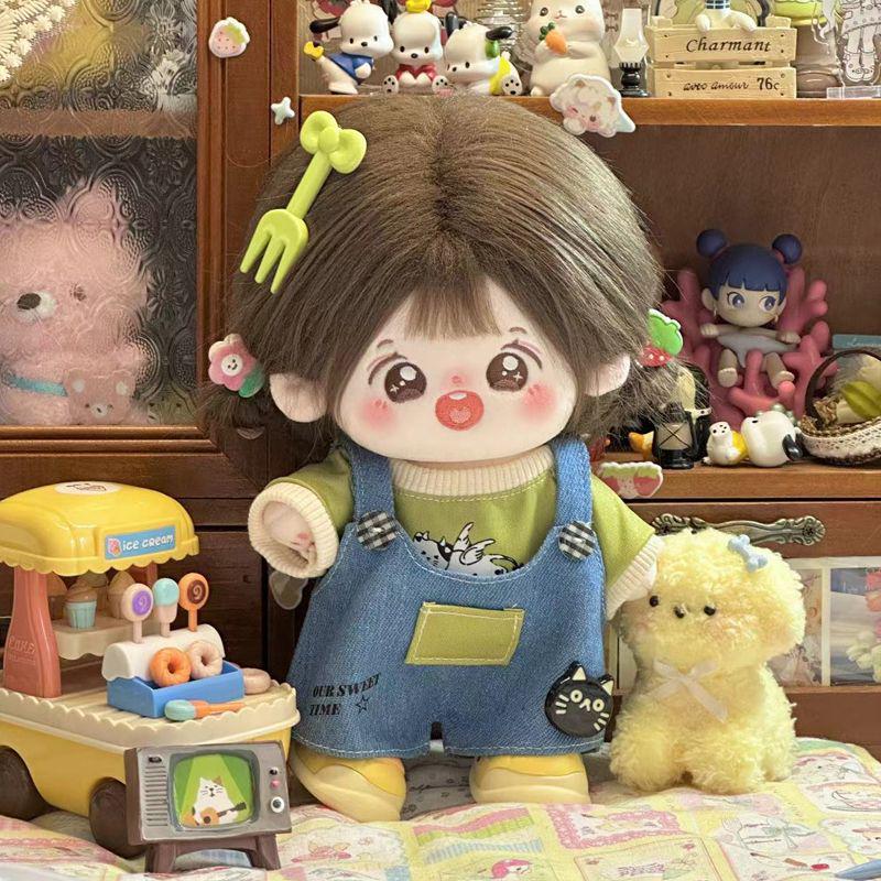 20cm Puppenoutfit: Niedlicher Denim-Overall mit T-Shirt-Set