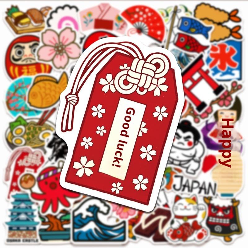 50Pcs/Set Japanese Style Traditional Culture Stickers Aesthetic For Kids Toy Laptop Water Bottle Luggage Waterproof Vinyl Decal