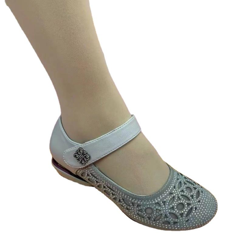 

Модные женские дышащие туфли-лодочки на каблуке с перфорацией 2025 лето ретро неглубокие туфли для женщин мягкая подошва офисные женские повседневные сандалии 35