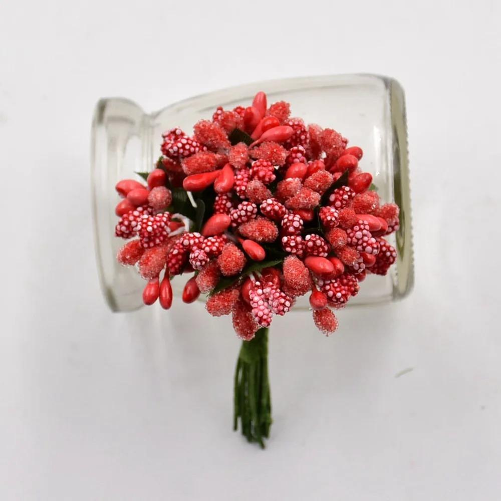 12/36/72/144Pcs Mini Stamen Flower Artificial Flowers Craft Fake Flowers For Wedding Bouquet Party Box Scrapbooking Decor