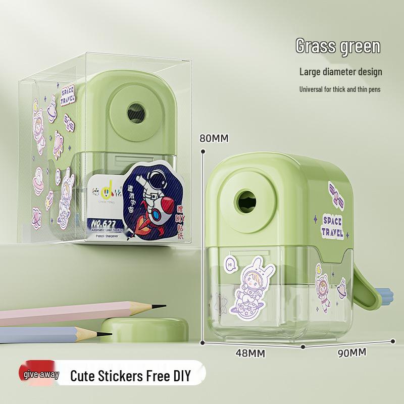 Cute Cartoon Manual Pencil Sharpener with DIY Stickers for Middle School Students