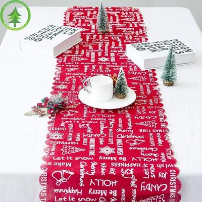 New Christmas Decorations, Creative Christmas Linen Printing Table Flag, Christmas Tabletop Decorations