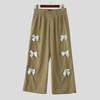 INCERUN Men High Zip-up Waist Bow Knot Casual Wide Legs Pants Trousers