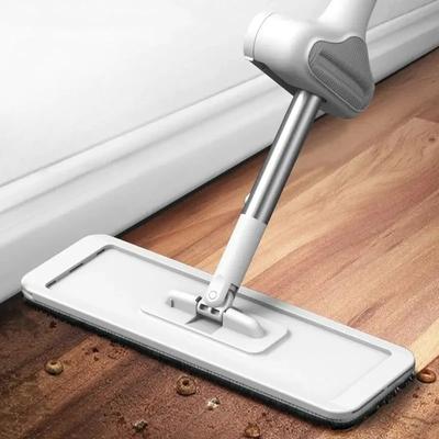 Hand Free Flat Mop With Three Pieces Of Cloth Foldable Floor Tiles Household Lazy Mop Cleaning Water Absorbent Wet And Dry Mop